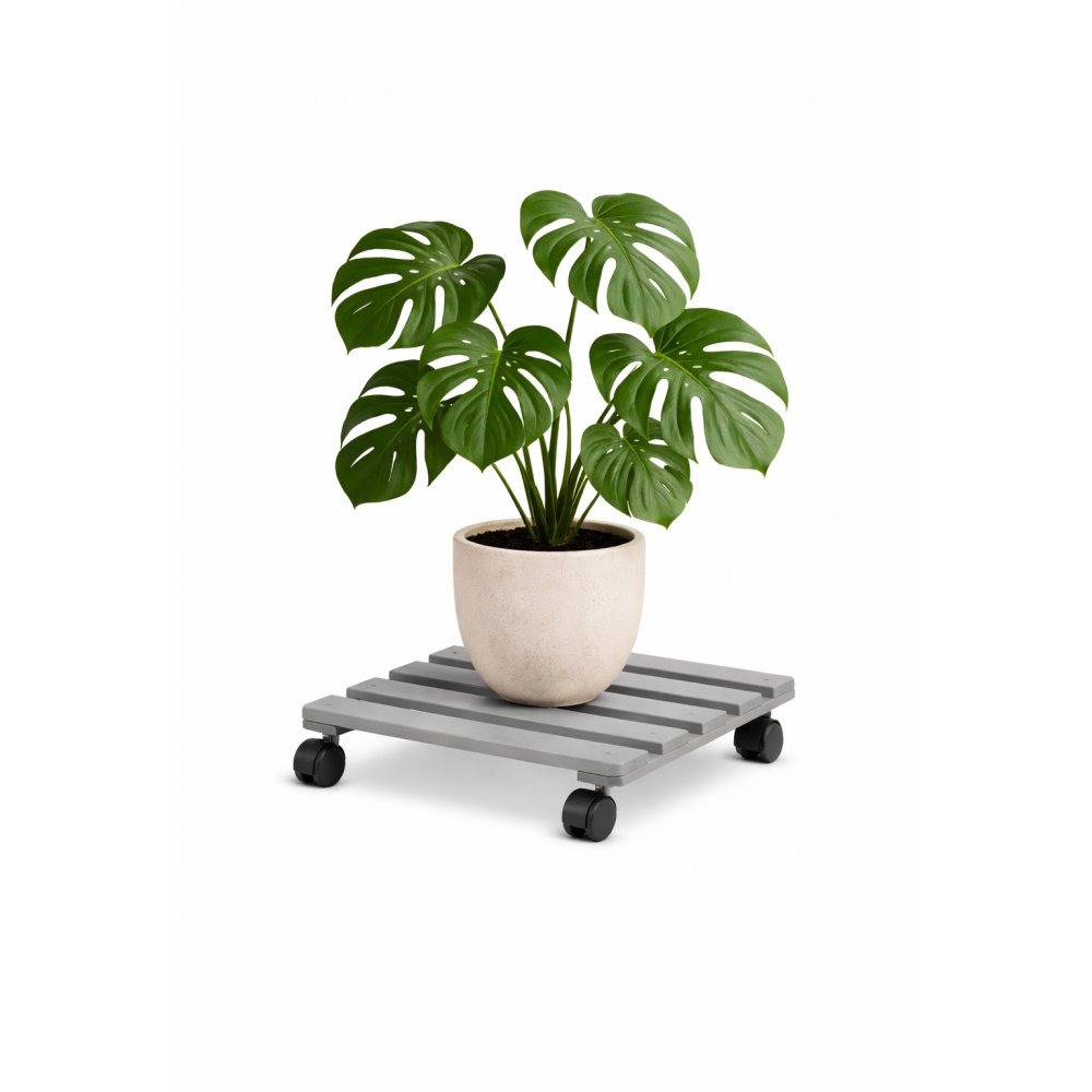 Podstawek drewniany kwadratowy 30x30x8 cm szary – podstawa pod doniczkę