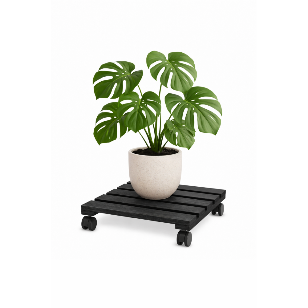 Podstawek drewniany kwadratowy 30x30x8 cm czarny – podstawa pod doniczkę