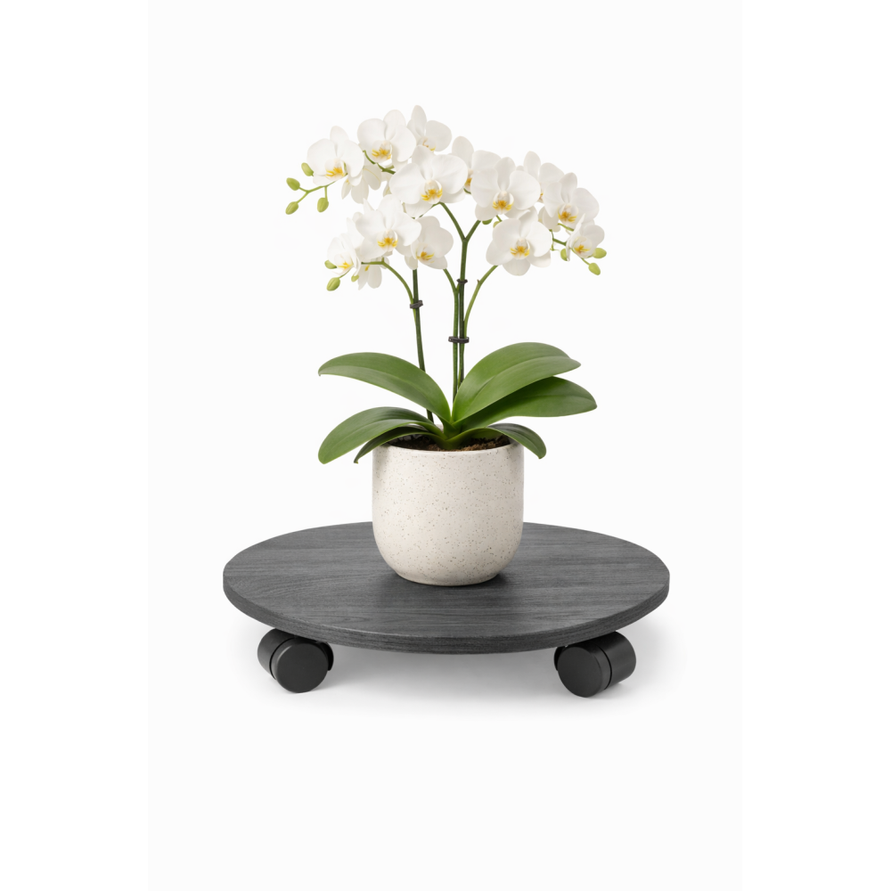 Podstawek drewniany okrągły 35 cm szary – podstawka pod doniczkę