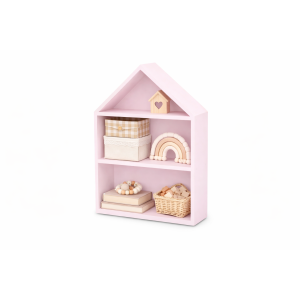 Półka domek drewniany I 32x12x44 /504105 Light pink