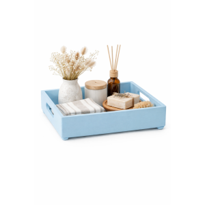 Drewniana taca dekoracyjna 30x20x7 cm – niebieska