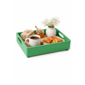 Drewniana taca dekoracyjna 30x20x7 cm – zielona