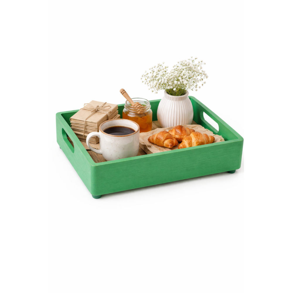 Drewniana taca dekoracyjna 30x20x7 cm – zielona