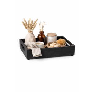 Drewniana taca dekoracyjna 30x20x7 cm – czarna