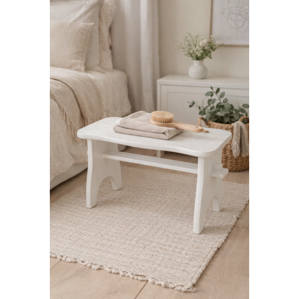 Stołek drewniany 38x18x21 cm Biały