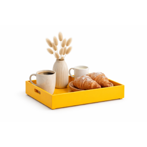 Skrzynka drewniana 40x30x6 cm Żółta