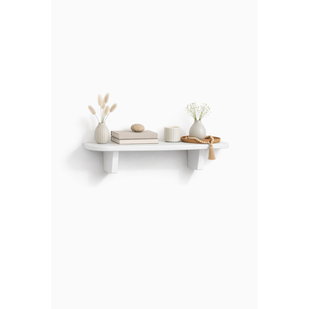 Półka drewniana ścienna 45 cm biała – minimalistyczna półka na ścianę