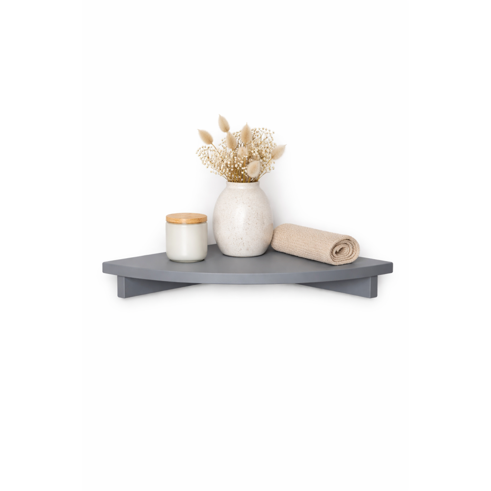 Półka drewniana narożna 22x22 cm szara