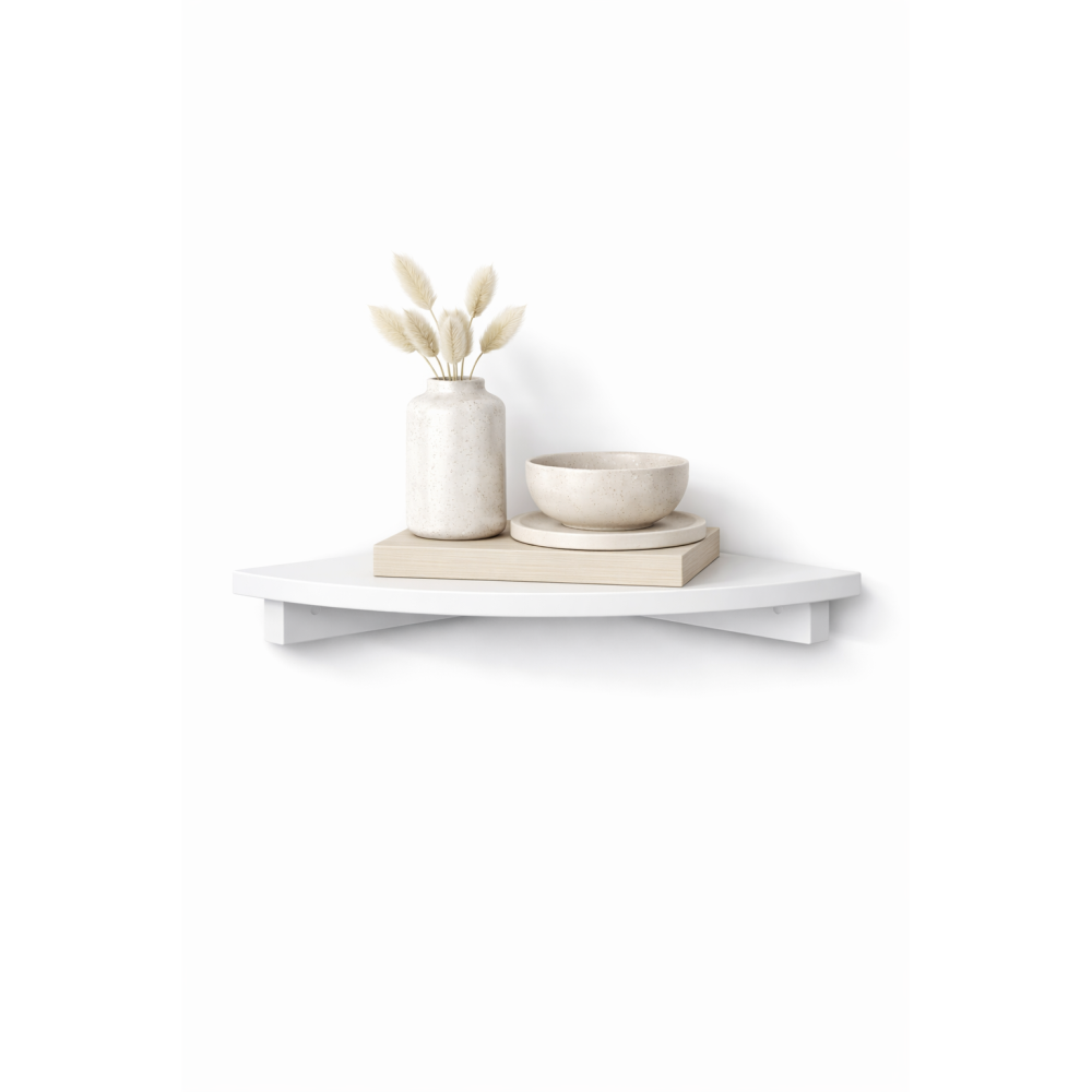 Półka drewniana narożna 30x30 cm biała – praktyczna półka do rogu