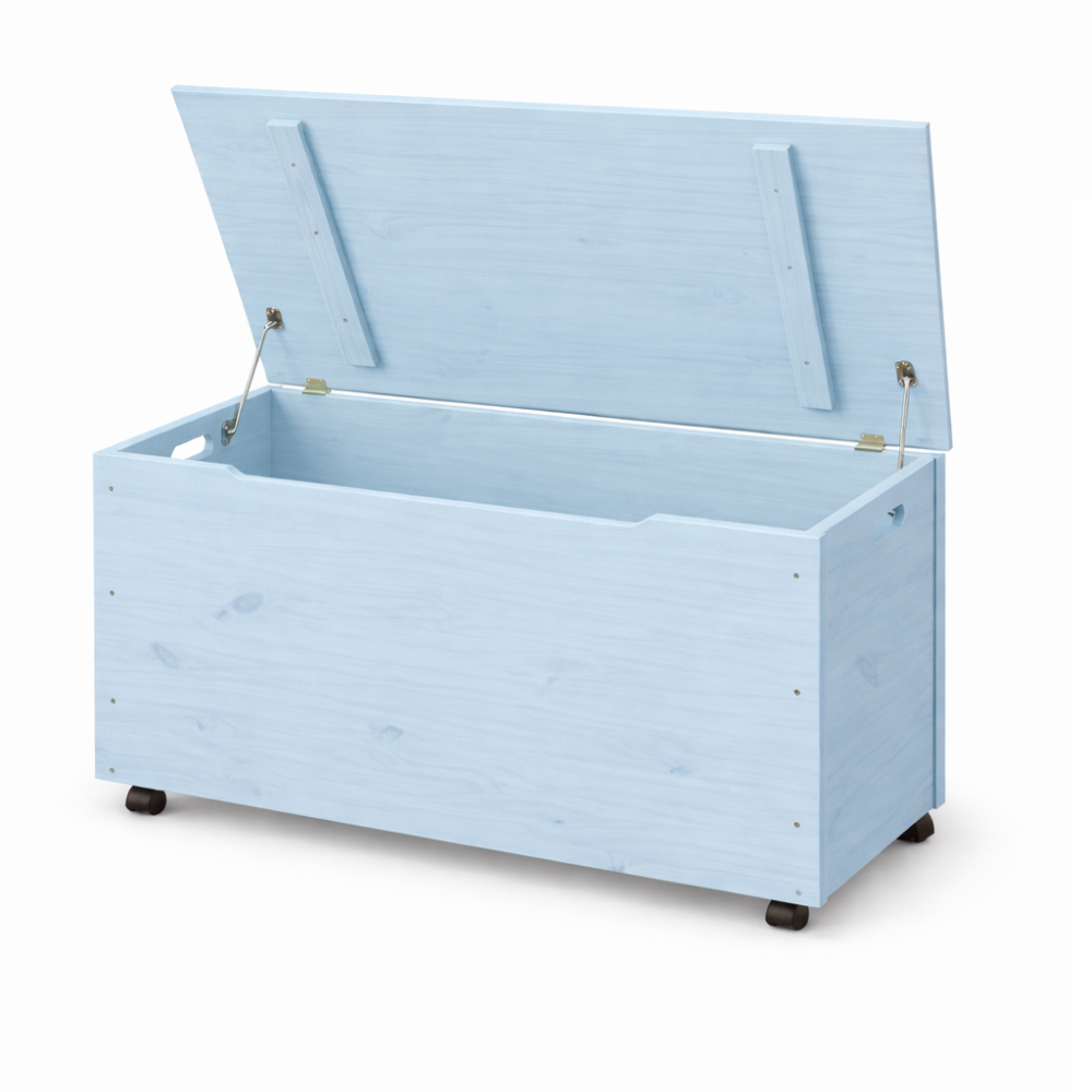 Drewniana skrzynia na zabawki / pojemnik do przechowywania z kółkami – 90x48x51 cm