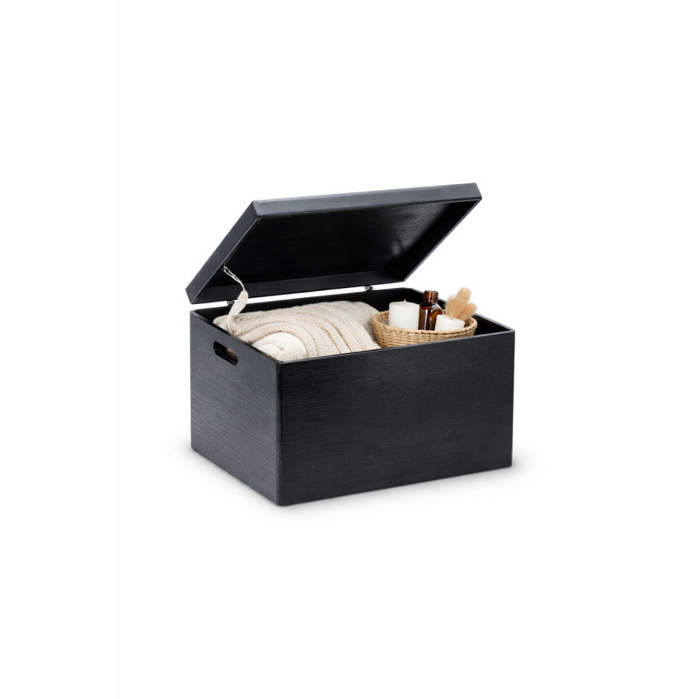 Drewniana skrzynka zamykana 40x30x23 cm Czarna