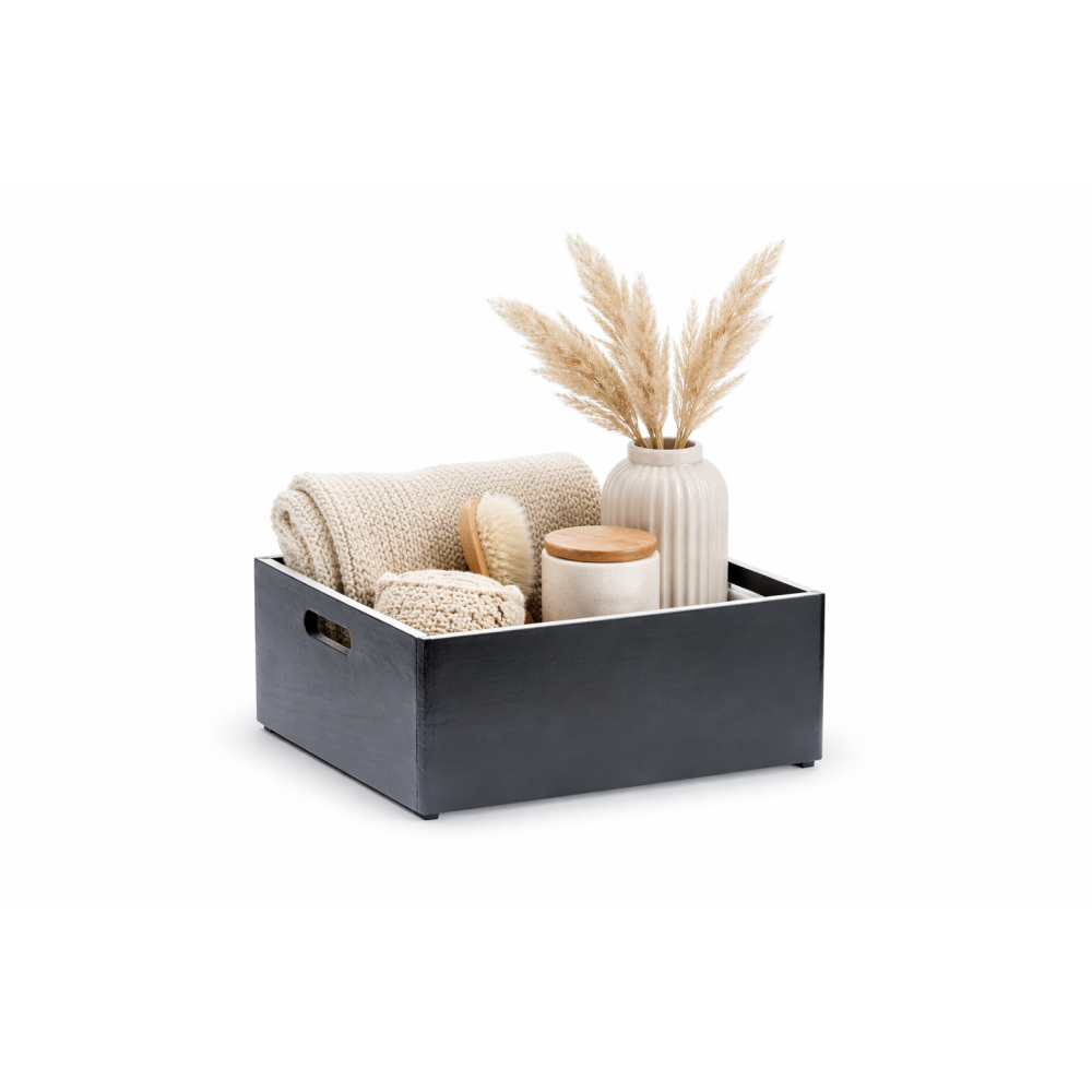 Skrzynka drewniana 40x30x13,5 cm Czarna