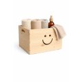 Pojedyncza skrzynka drewniana otwarta 40x30x23 cm z uśmiechem