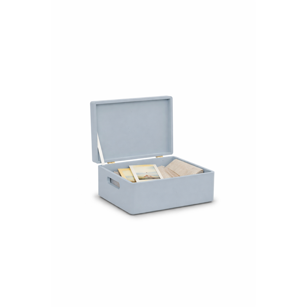 Szara drewniana skrzynka dekoracyjna 30x20x13,5 cm z uchwytami – do przechowywania