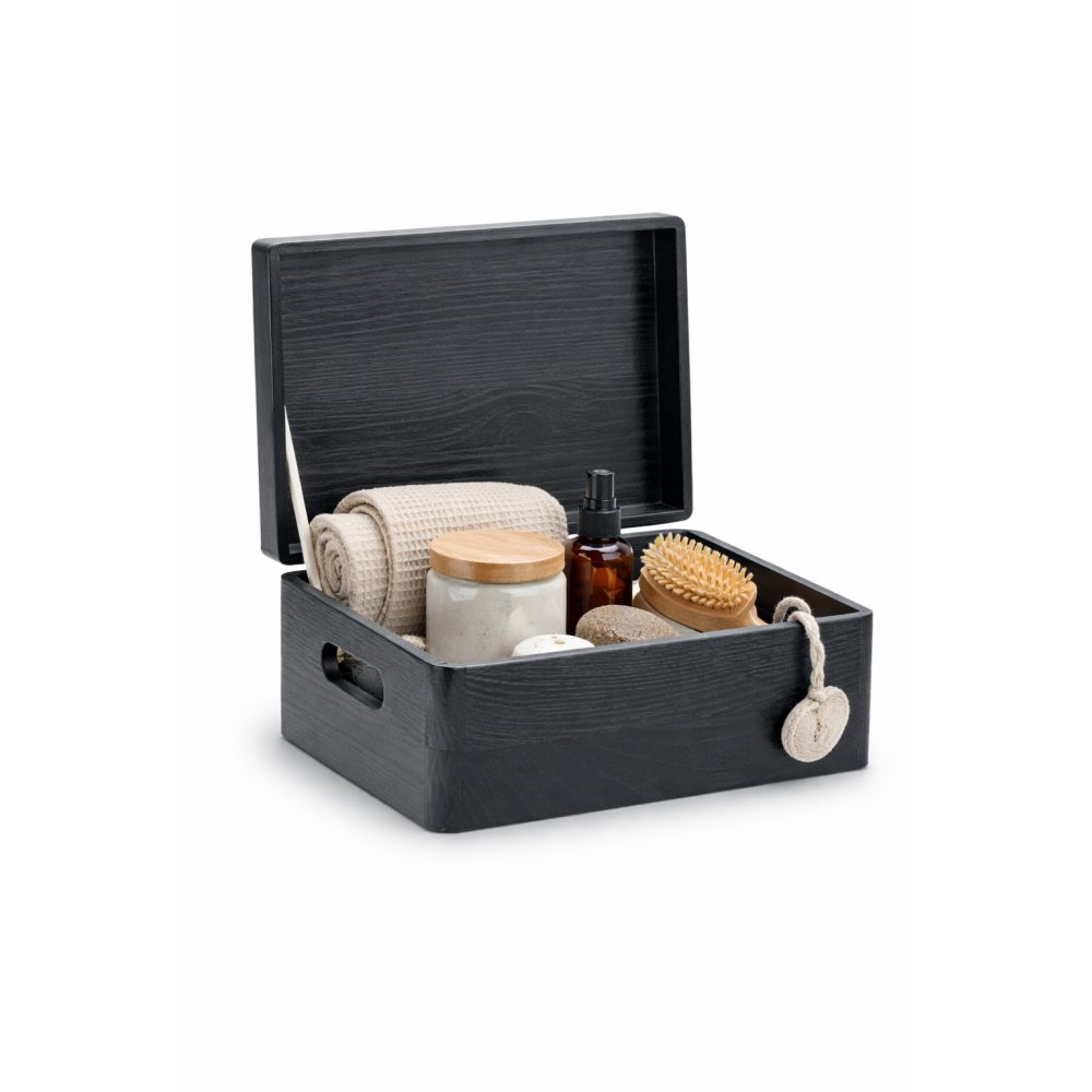 Skrzynka drewniana z deklem 30x20x13,5 cm z uchwytami – pudełko do przechowywania