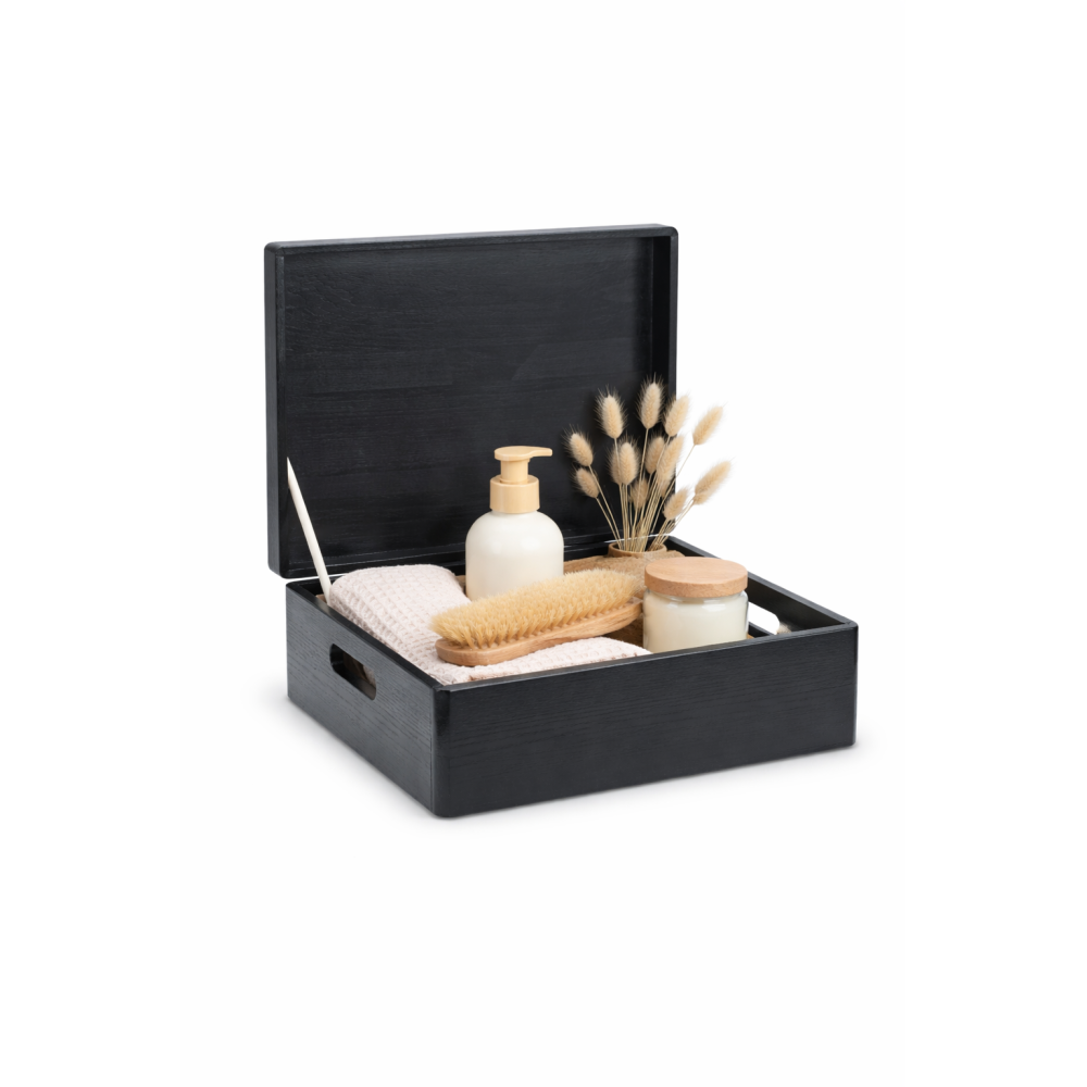 Skrzynka drewniana z deklem 40x30x13,5 /315114 Jet black