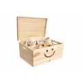 Skrzynka drewniana zamykana 40x30x23 cm z motywem uśmiechu– pudełko do przechowywania