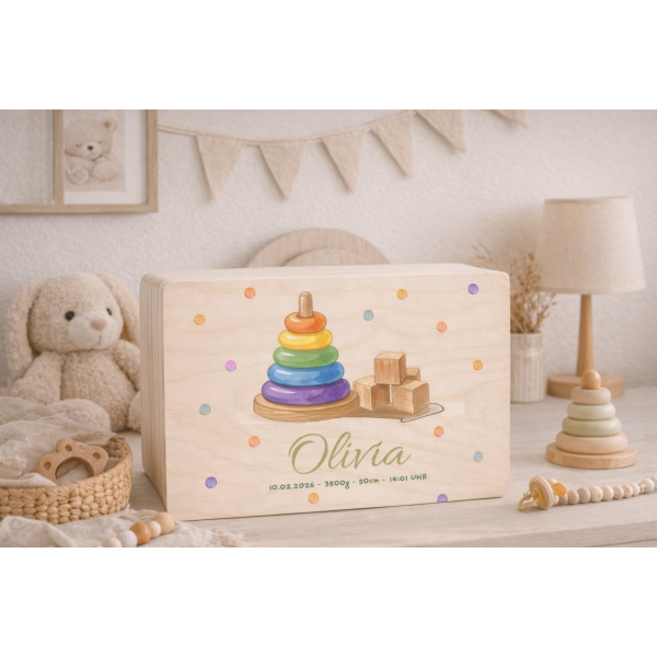 Personalizowane pudełko wspomnień dla dziecka z nadrukiem UV 40x30x13,5 cm