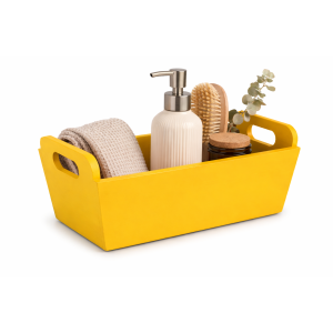 Doniczka drewniana 35x14,5x13 cm Żółta