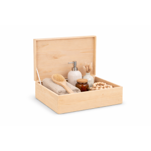 Skrzynka drewniana z deklem bez uchwytów 40x30x13,5 cm Naturalna Dekiel ze sklejki