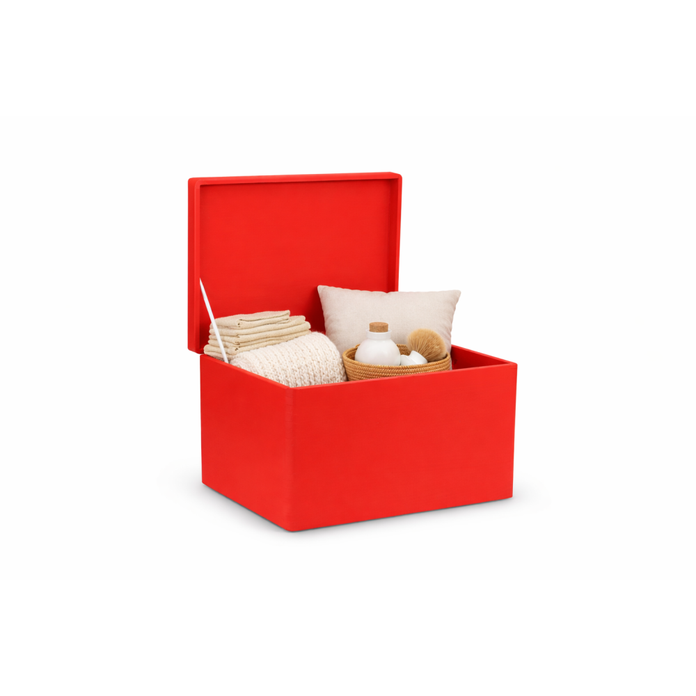 Drewniana skrzynka zamykana 40x30x23 cm Czerwona bez uchwytów