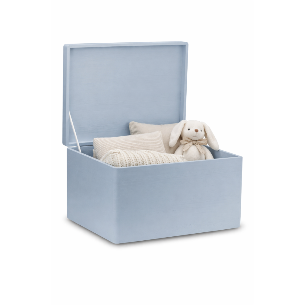 Szara skrzynka drewniana zamykana 40x30x23 cm bez uchwytów – pudełko do przechowywania