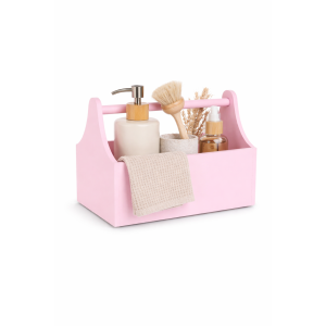 Różowe drewniane nosidło na zabawki dla dziewczynki – uroczy organizer do pokoju dziecięcego