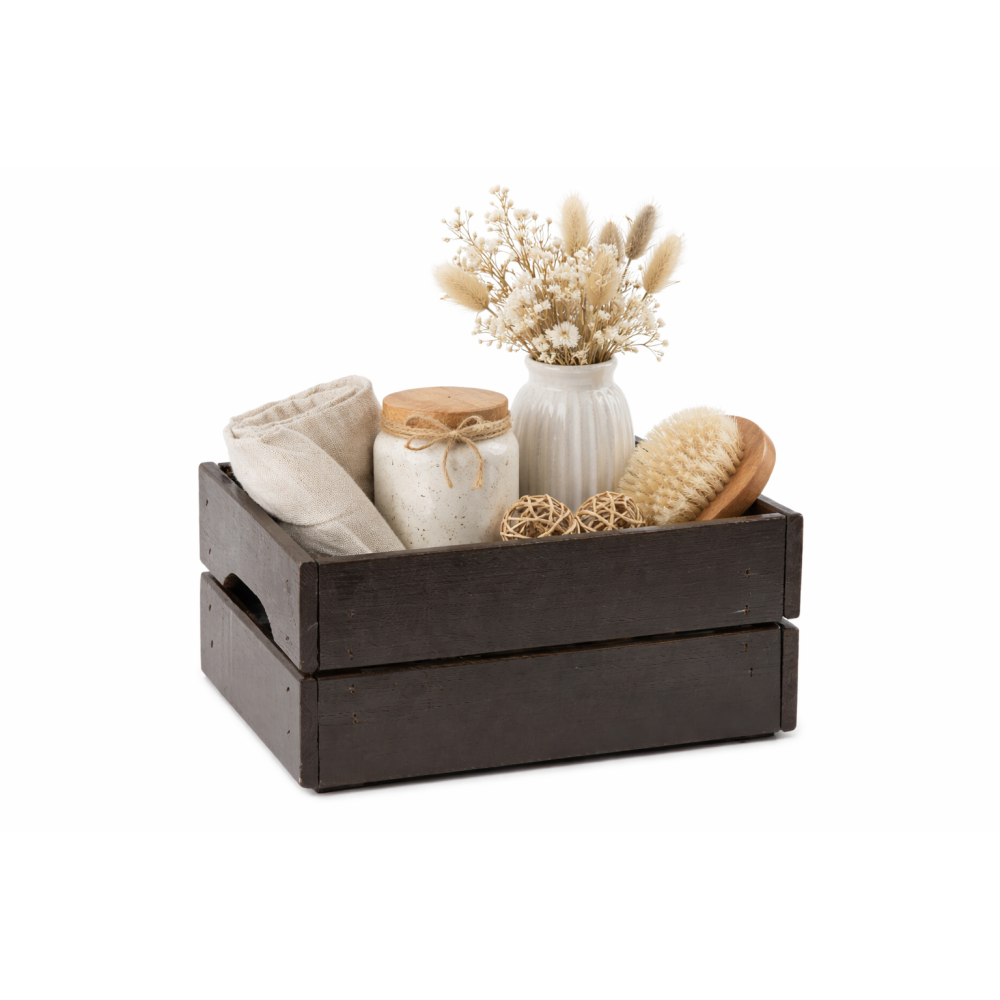 Skrzynka drewniana duża 31x23x15 cm brązowa – skrzynka do przechowywania