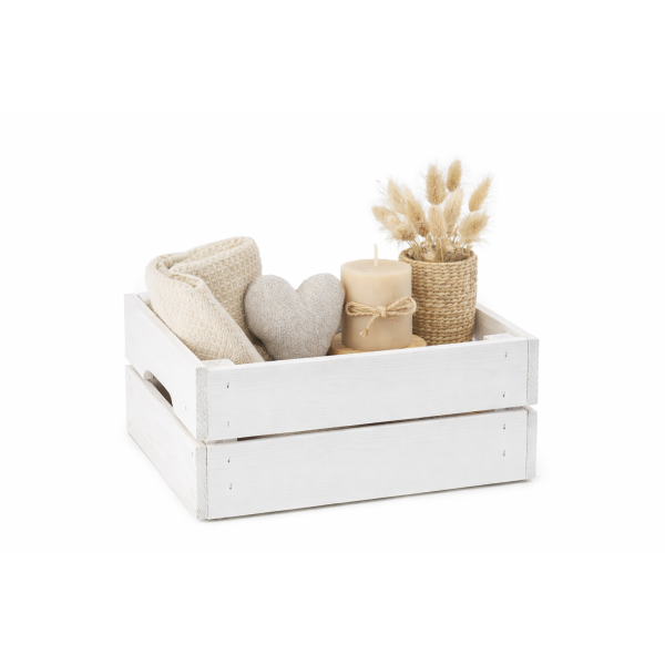 Skrzynka drewniana 31x23x15 cm biała – skrzynka do przechowywania