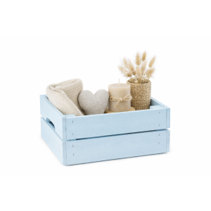 Skrzynka drewniana mała 31x23x15 cm Niebieska