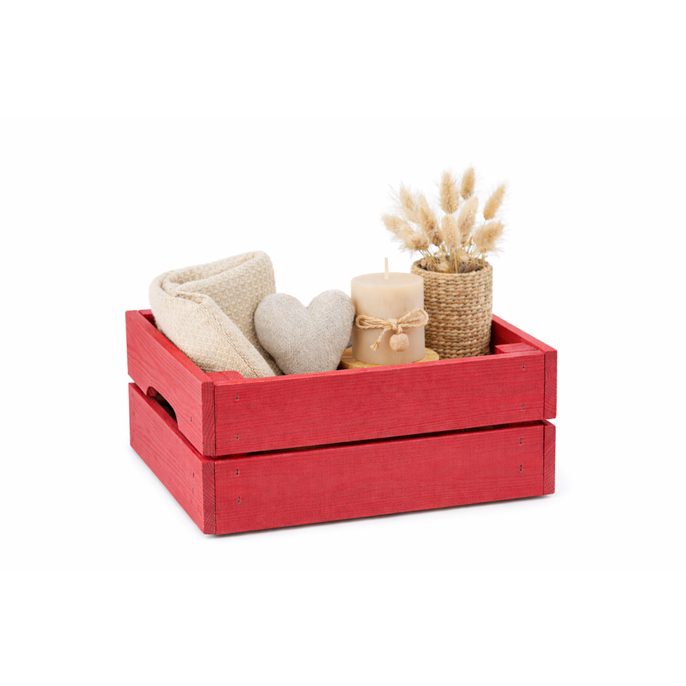 Skrzynka drewniana 31x23x15 cm czerwona – skrzynka do przechowywania