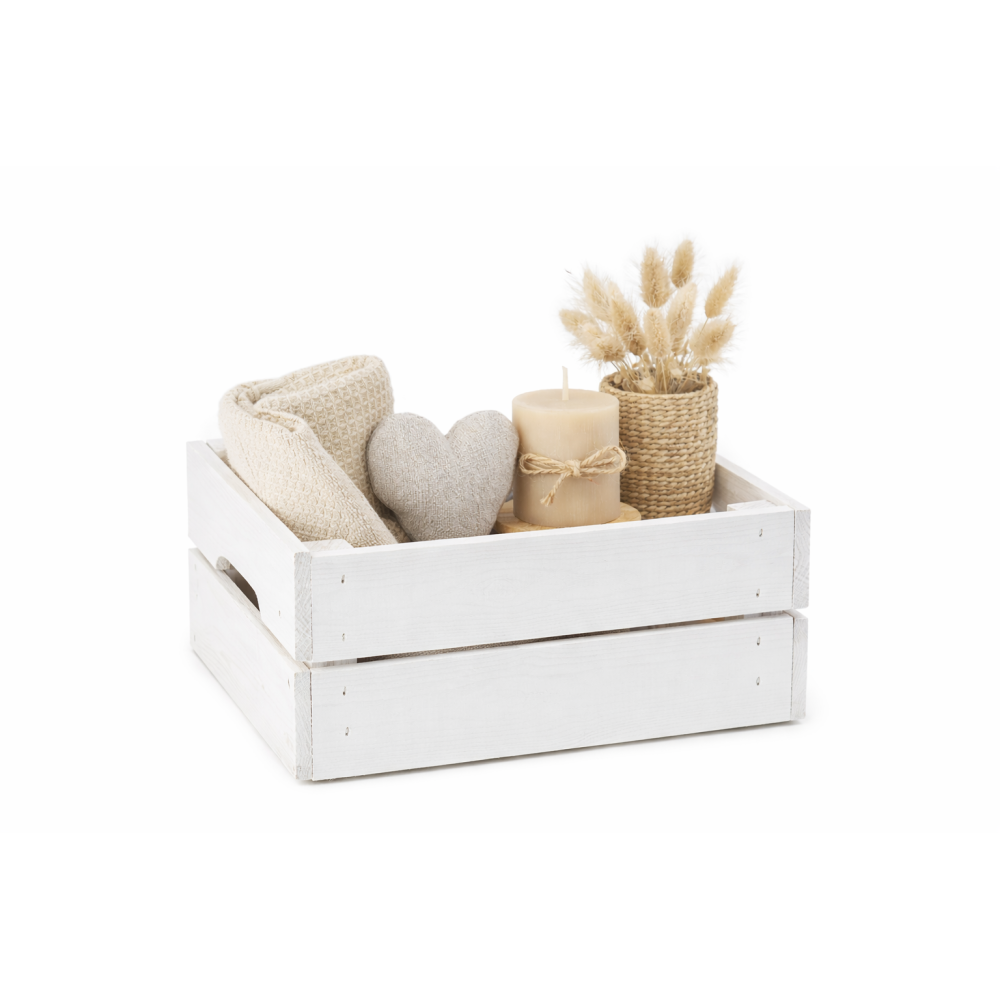 Skrzynka drewniana 31x23x15 cm biała – skrzynka do przechowywania