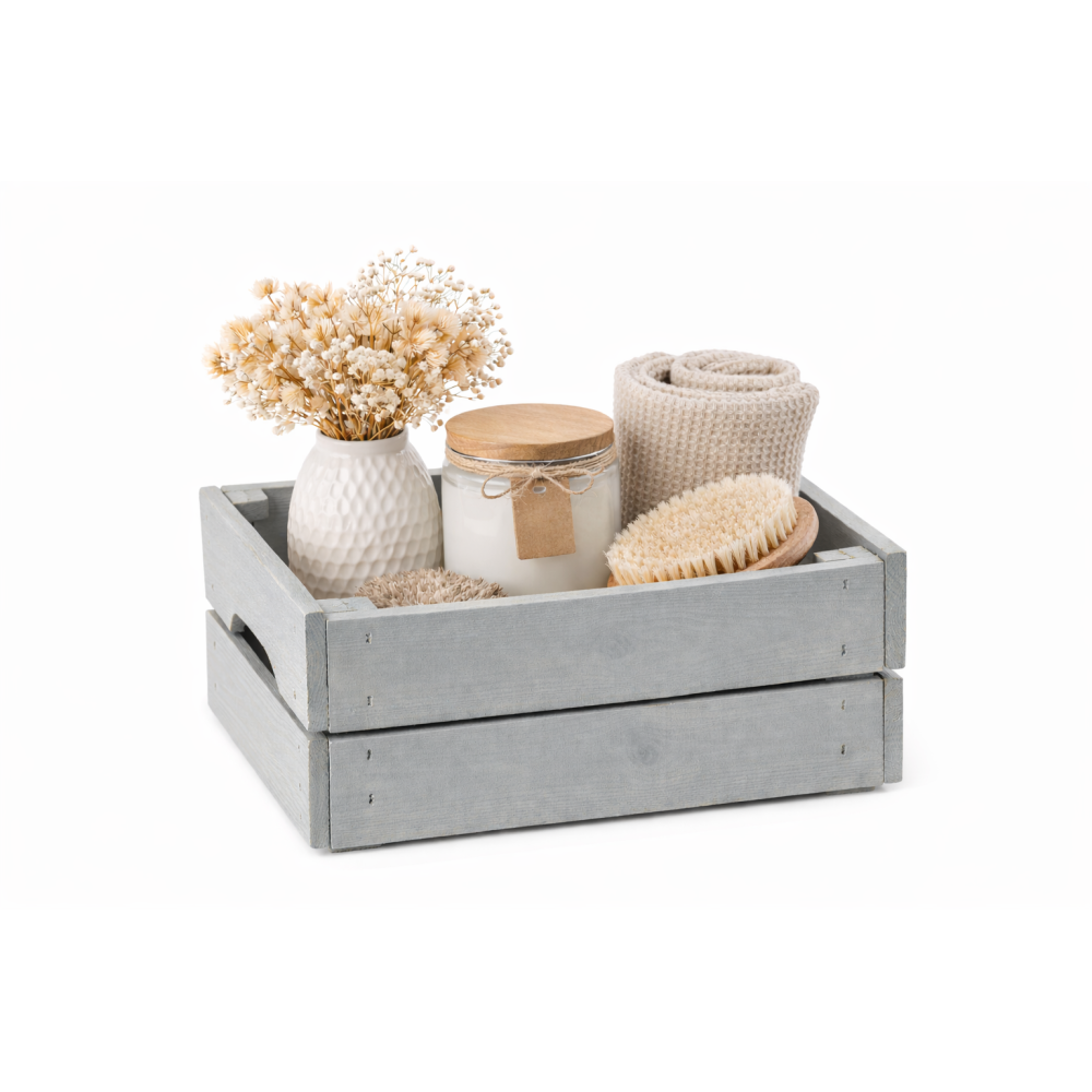 Skrzynka drewniana mała 31x23x15 cm Szara