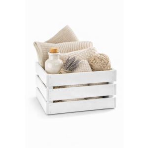 Skrzynka drewniana duża 46x31x25 cm Biała