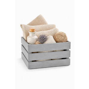 Skrzynka drewniana duża 46x31x25 cm Szara