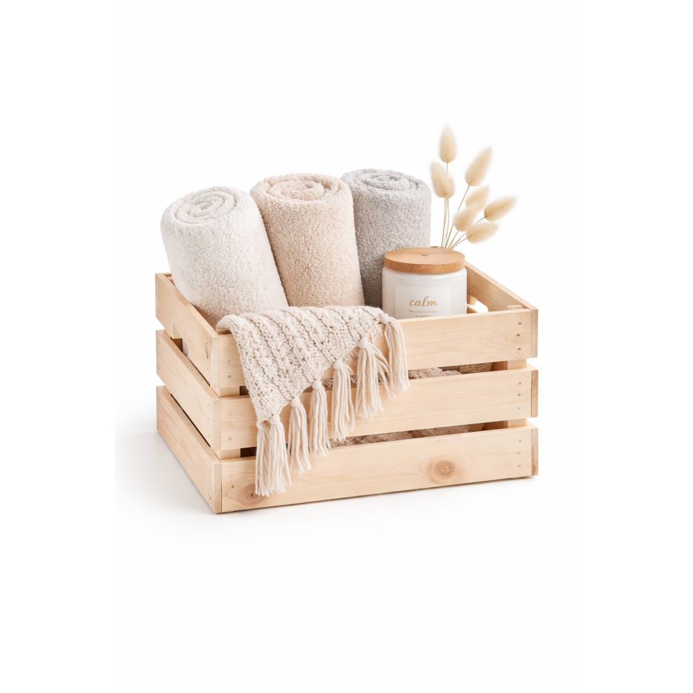 Skrzynka drewniana duża 46x31x25 cm – skrzynka do przechowywania