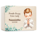Personalizowane pudełko wspomnień na Pierwszą Komunię Świętą 30x20x13,5 cm nadruk UV