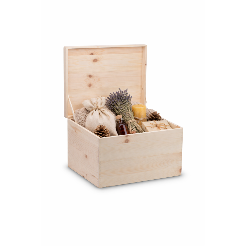 Skrzynka drewniana zamykana 40x30x23 cm bez uchwytów – pudełko do przechowywania