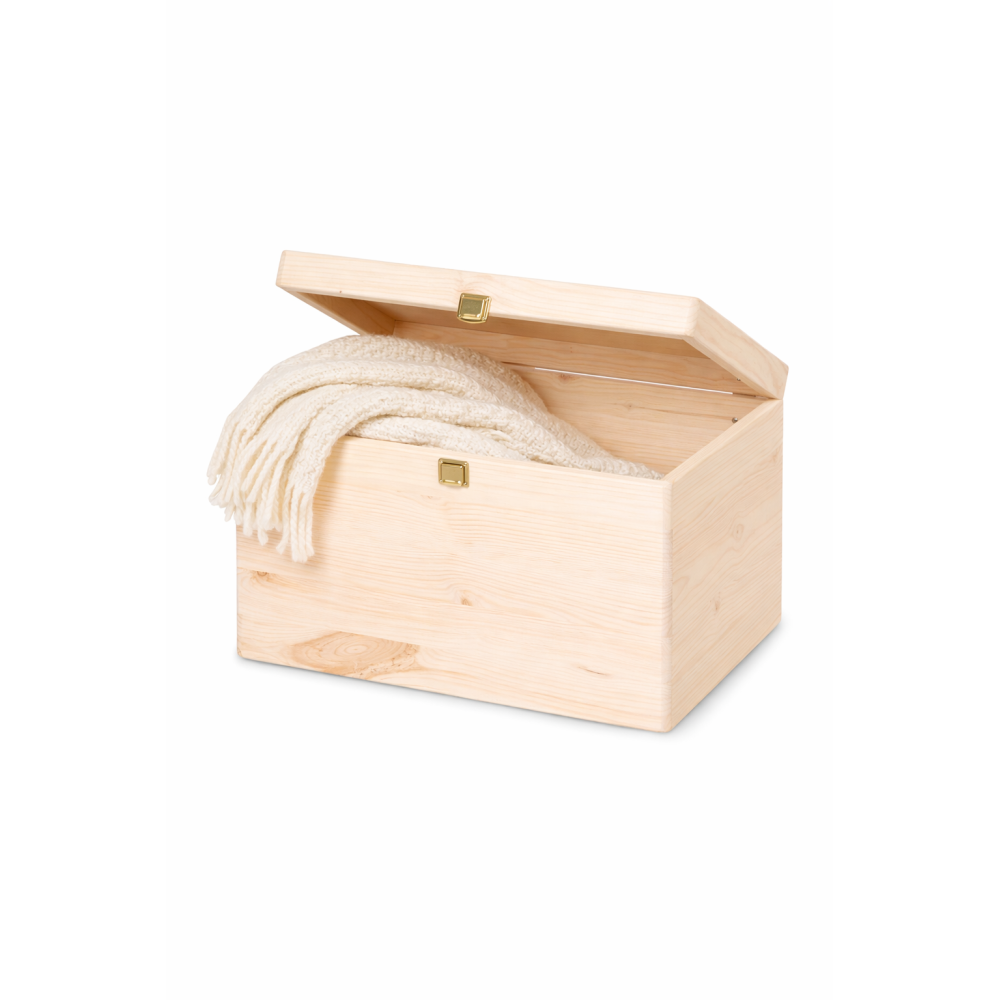 Drewniana skrzynka dekoracyjna 40x30x23,5 cm z zapinką bez uchwytów – do przechowywania