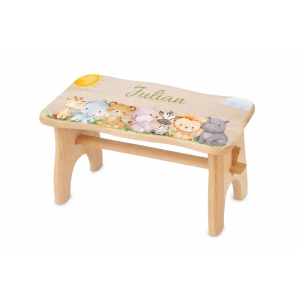 Stołek drewniany dla dziecka z imieniem personalizowany nadruk UV