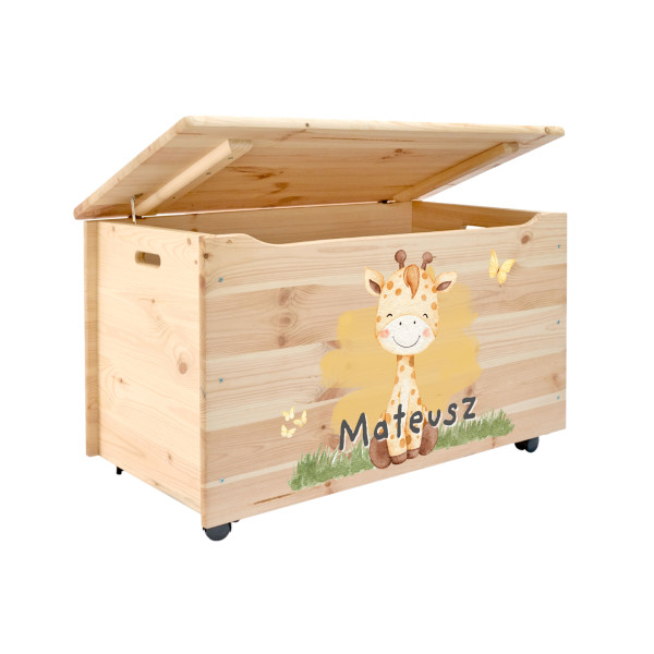 Kufer drewniany personalizowany nadruk UV dla dziecka 90x48x51