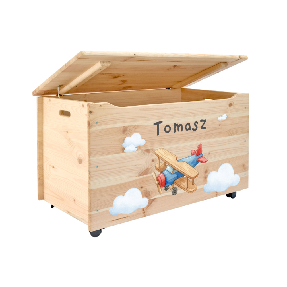 Kufer drewniany personalizowany nadruk UV dla dziecka 90x48x51