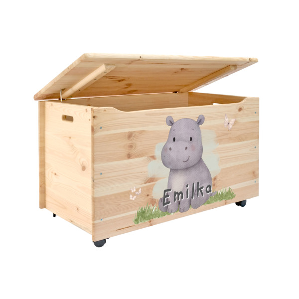 Kufer drewniany personalizowany nadruk UV dla dziecka 90x48x51