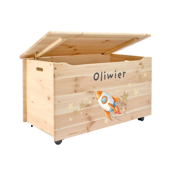 Kufer drewniany personalizowany nadruk UV dla dziecka 90x48x51