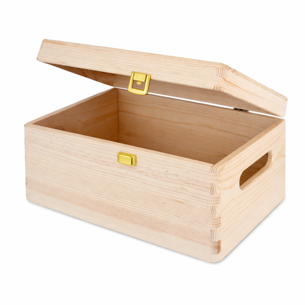 Drewniana skrzynka dekoracyjna 30x20x13,5 cm bez uchwytów z deklem sklejkowym