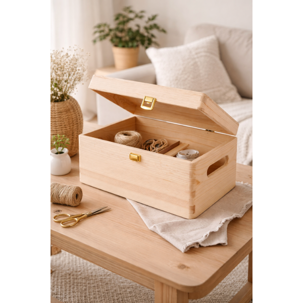 Skrzynka drewniana z deklem 30x20x13,5 /315000E Z zapinką