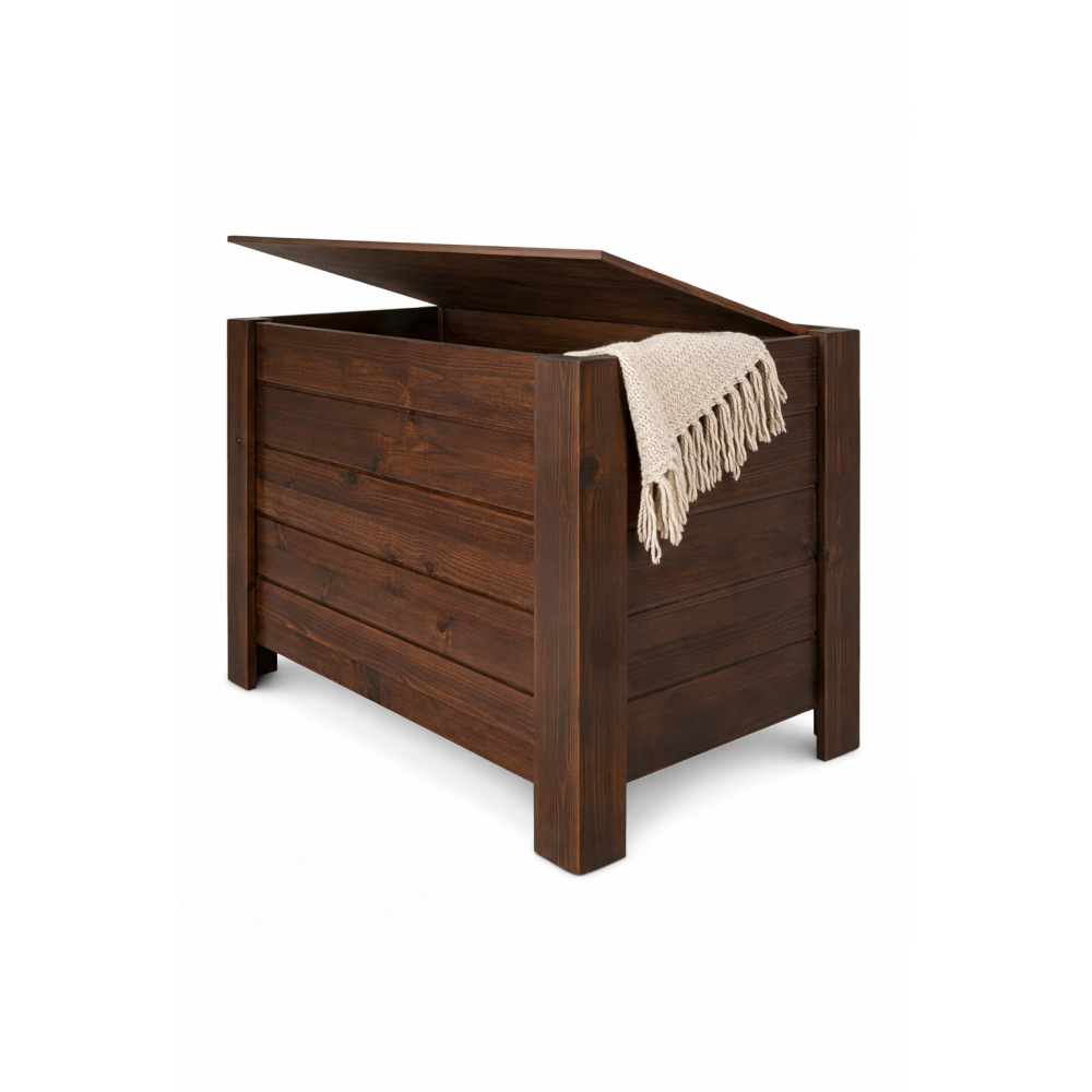 Kufer drewniany 77x40x50 cm brązowy– skrzynia do przechowywania