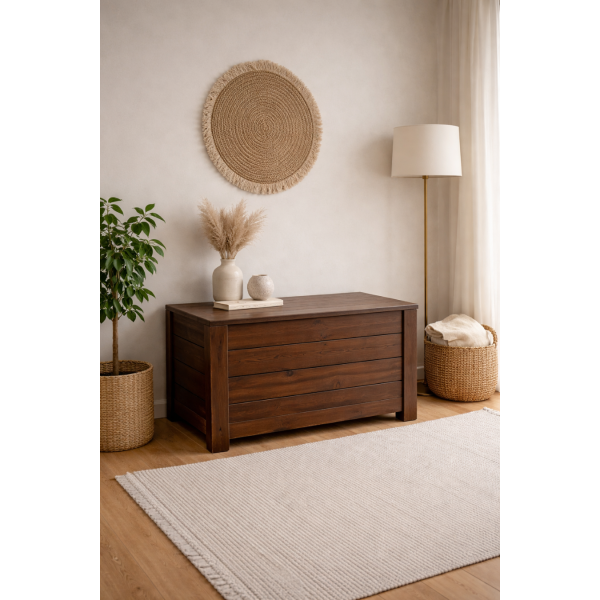 Kufer drewniany 77x40x50 cm brązowy– skrzynia do przechowywania