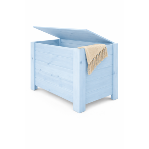 Kufer drewniany 77x40x50 cm niebieski – skrzynia do przechowywania