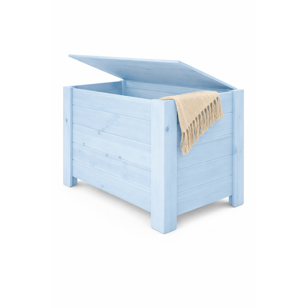 Kufer drewniany 77x40x50 cm niebieski – skrzynia do przechowywania